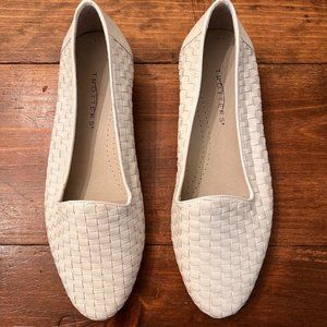Trotters Liz Loafers Slip on Shoes/Basket Weave Womens Leather White Size: 9WW